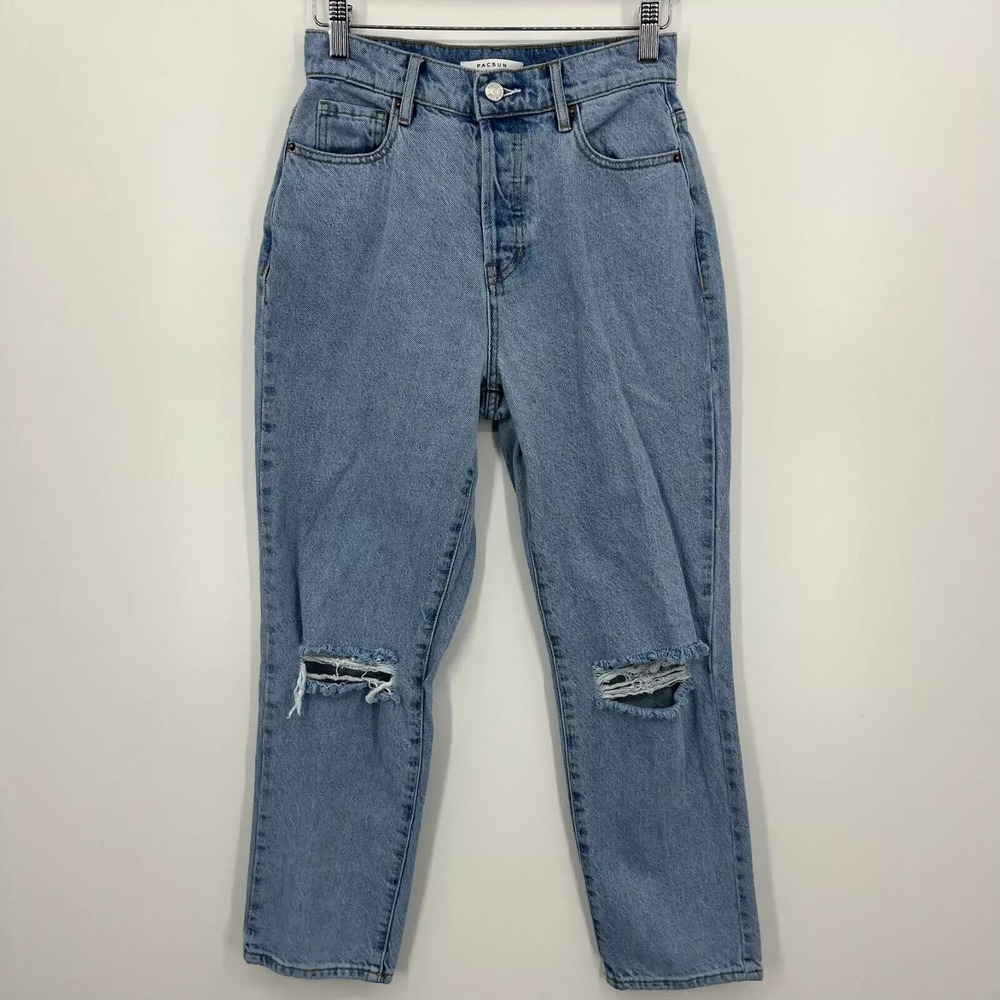 PacSun‎ Jeans Women's Size 25 Blue High Rise Straight Button Fly Light Wash